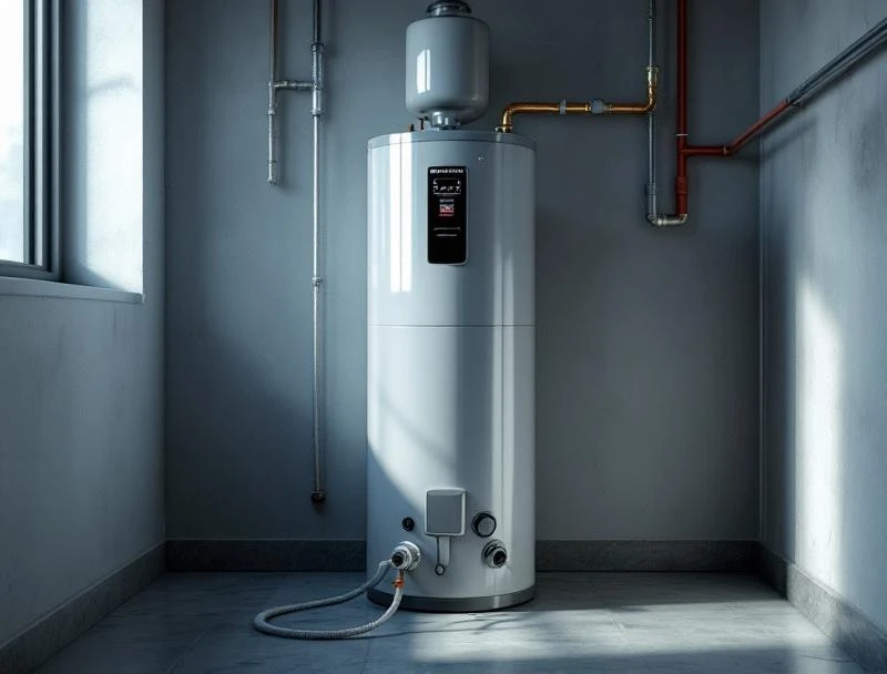 Freshly serviced gas water heater with new anode rod and T&P discharge tube — Chattanooga finish